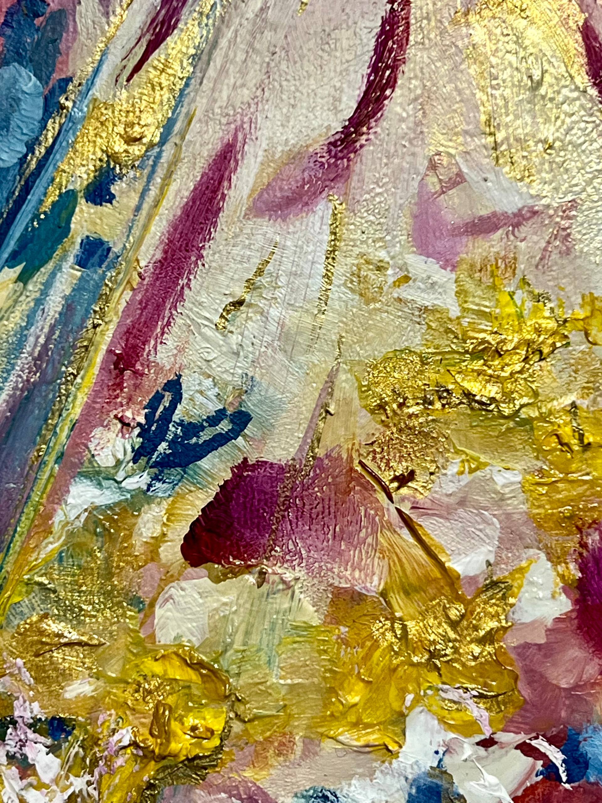 Detalle de la materia rosa, azul y dorada de LA AURORA
